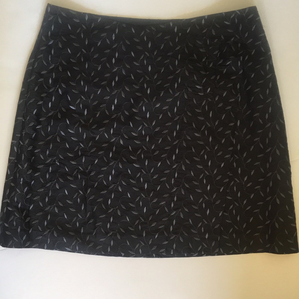 SALE!!! CoVelo 100% Silk Black Embroidered Faux Wrap Skirt